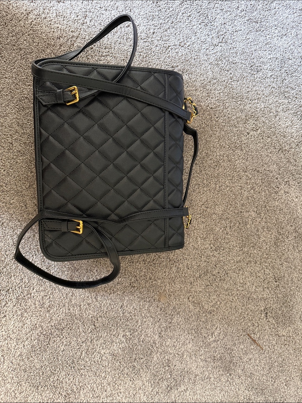 Source Unknown Black Quilted Crossbody Bag with Gold Hardware - Picture 2 of 4